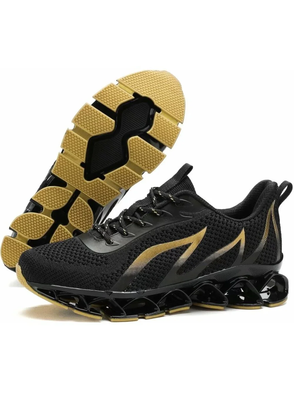 Men's Black Yellow Mesh Running Shoes Tennis Walking Casual Trainers Sneaker